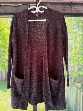 Denver Hayes Black Marled Open Cardigan with Pockets